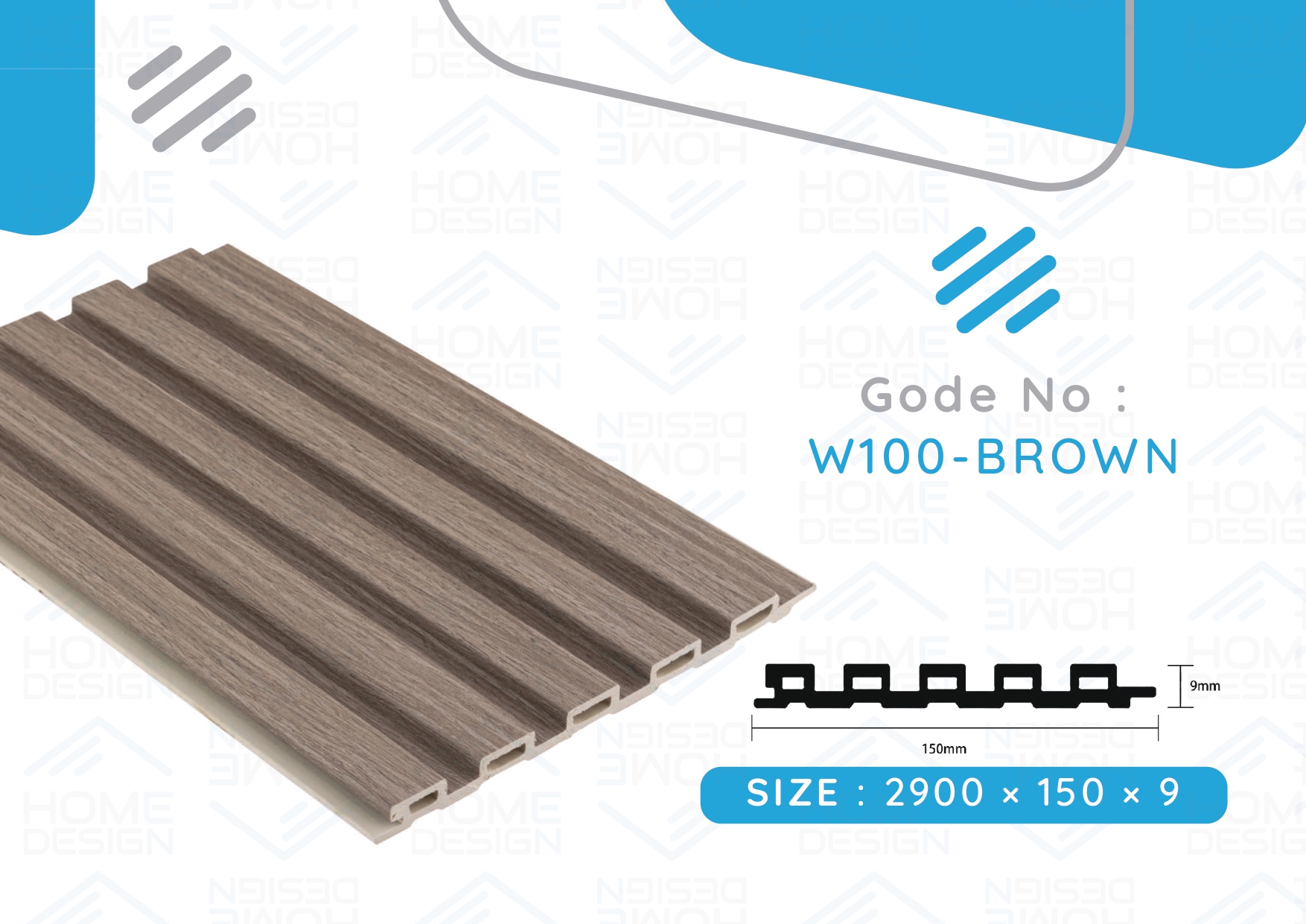 Alternative wood fluted panel 20cm, W100-BROWN