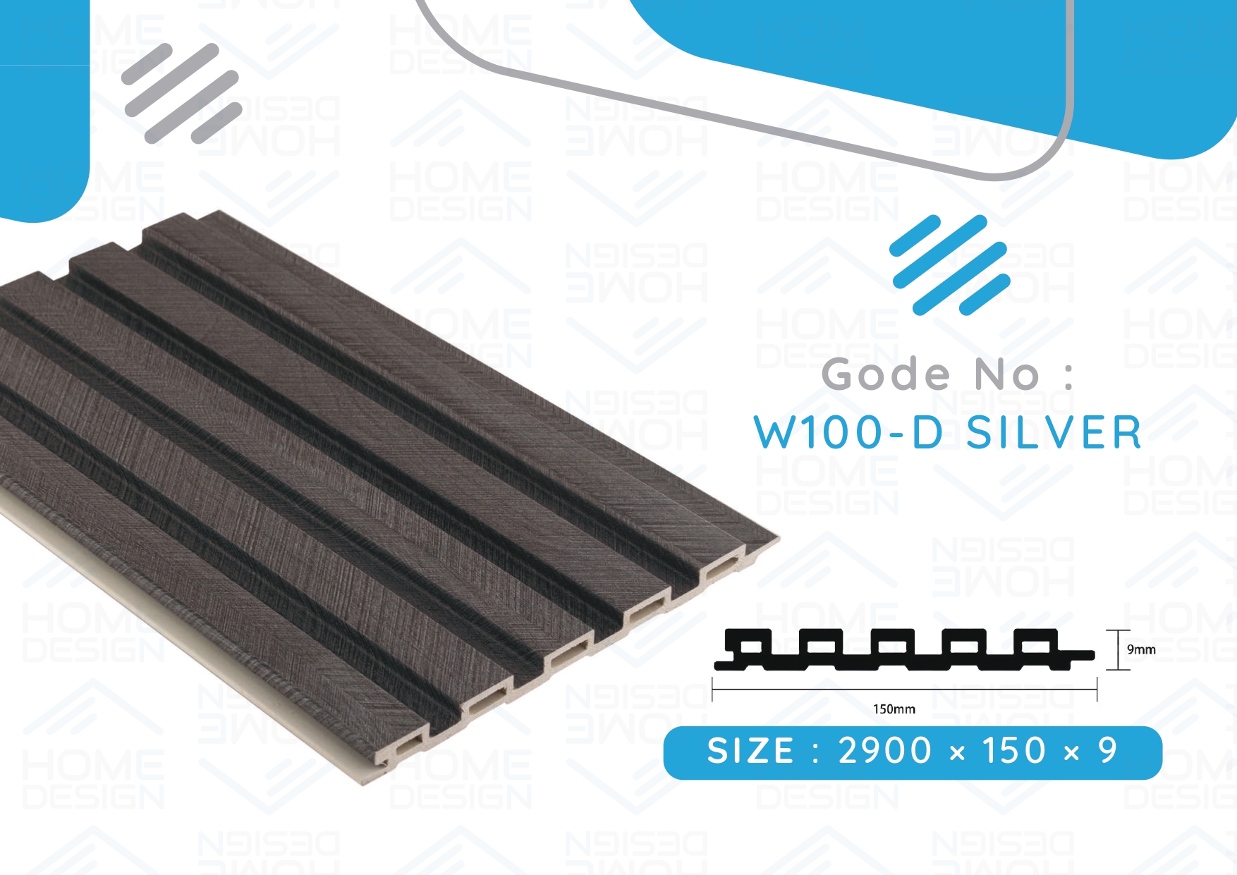 Alternative wood fluted panel 20cm, W100-D SILVER
