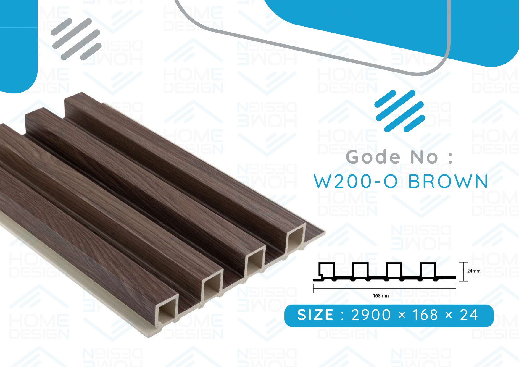 Alternative wood fluted panel 20cm,W200-O BROWN