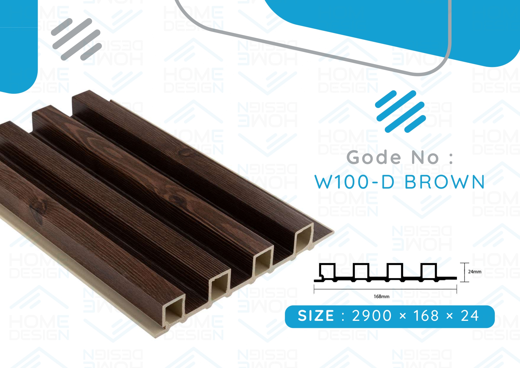 Alternative wood fluted panel 20cm, W200-D BROWN