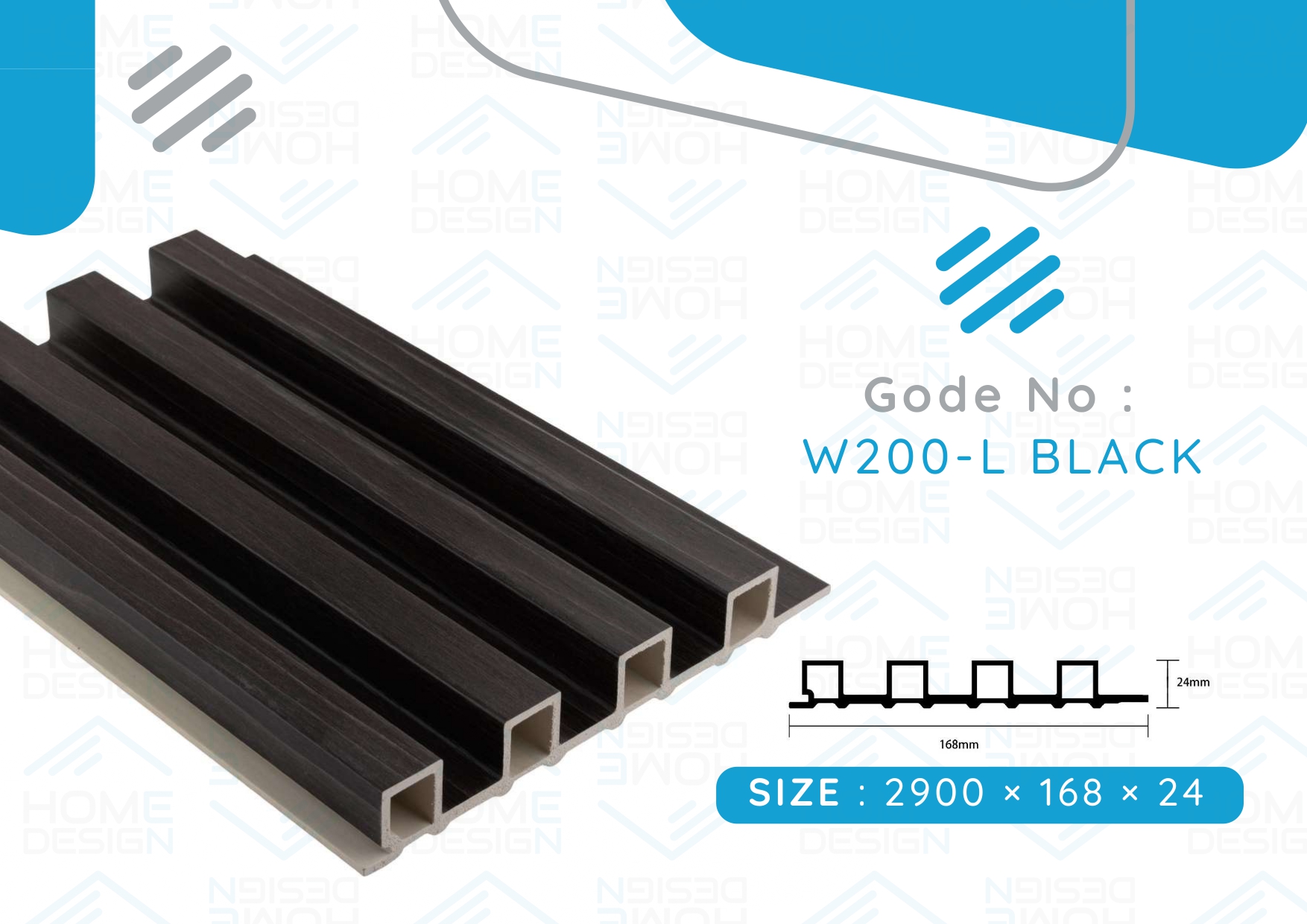 Alternative wood fluted panel 20cm, W200-L BLACK