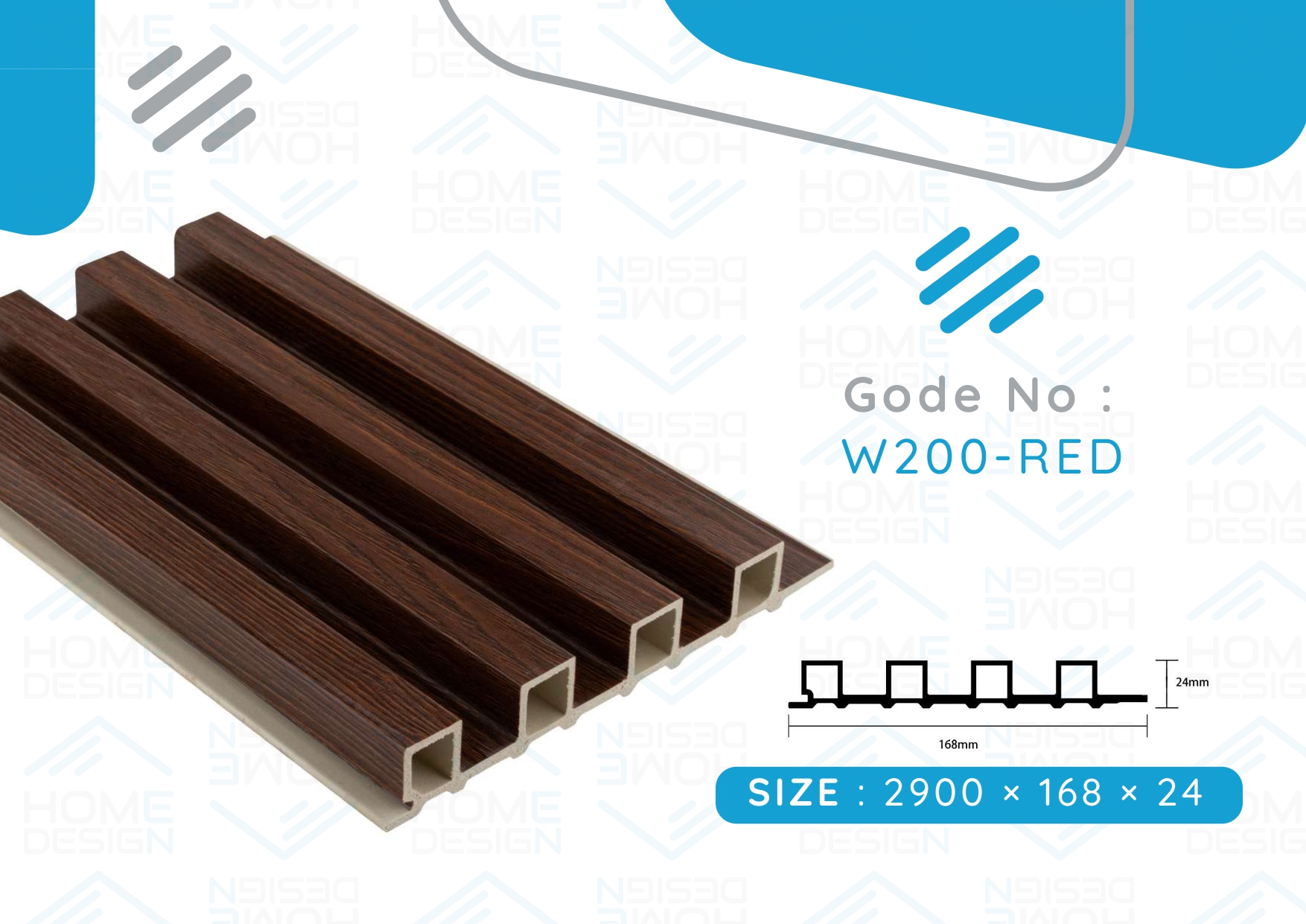 Alternative wood fluted panel 20cm, W200-RED