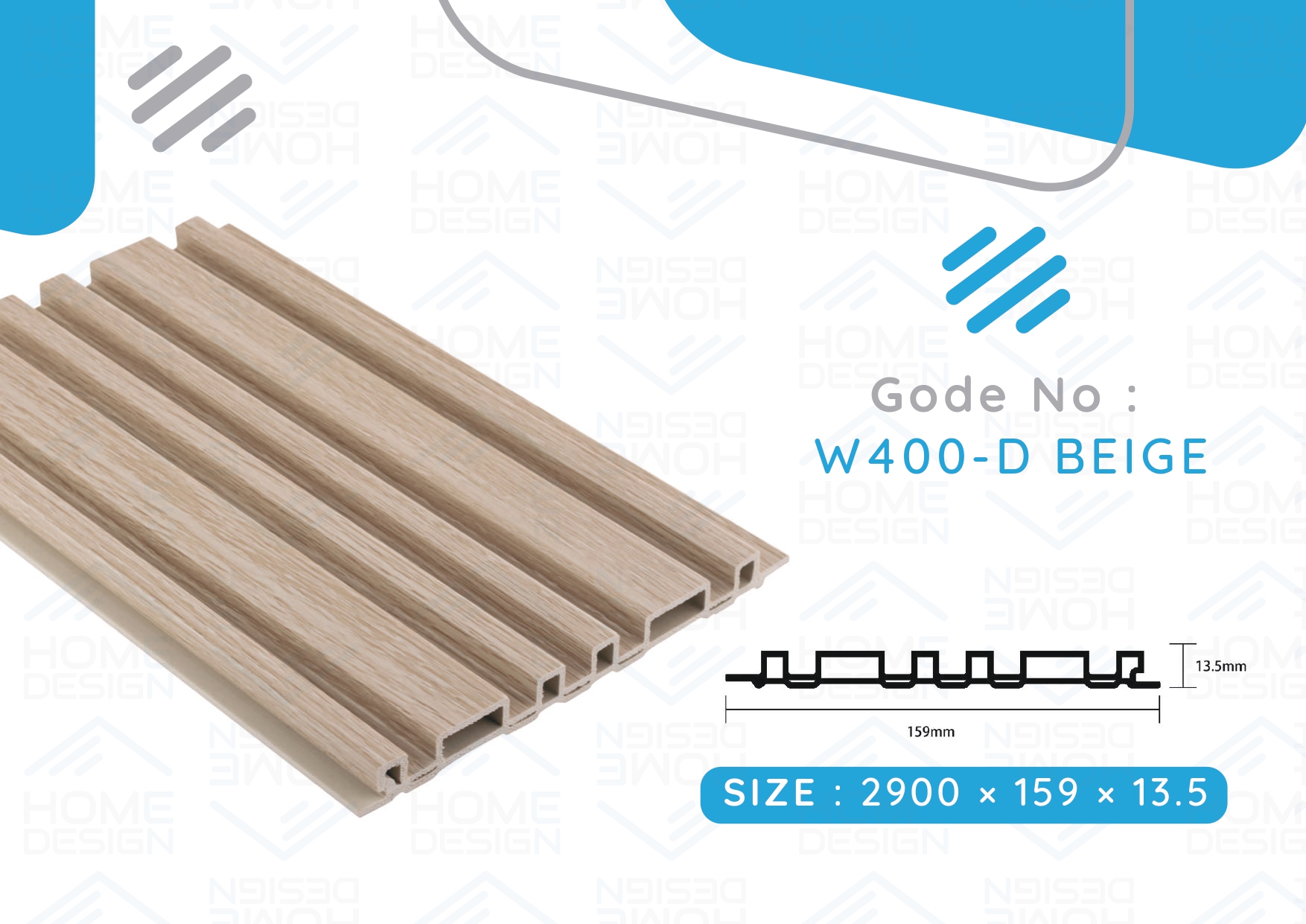 Alternative wood fluted panel 20cm, W400- D BEIGE