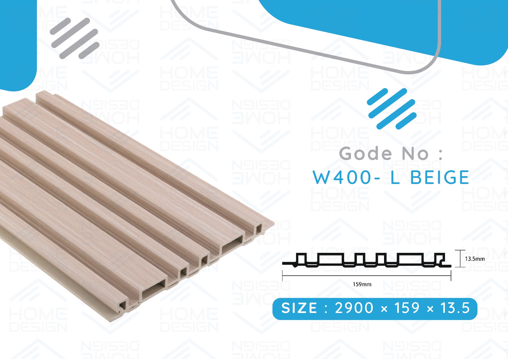 Alternative wood fluted panel 20cm, W400- L BEIGE
