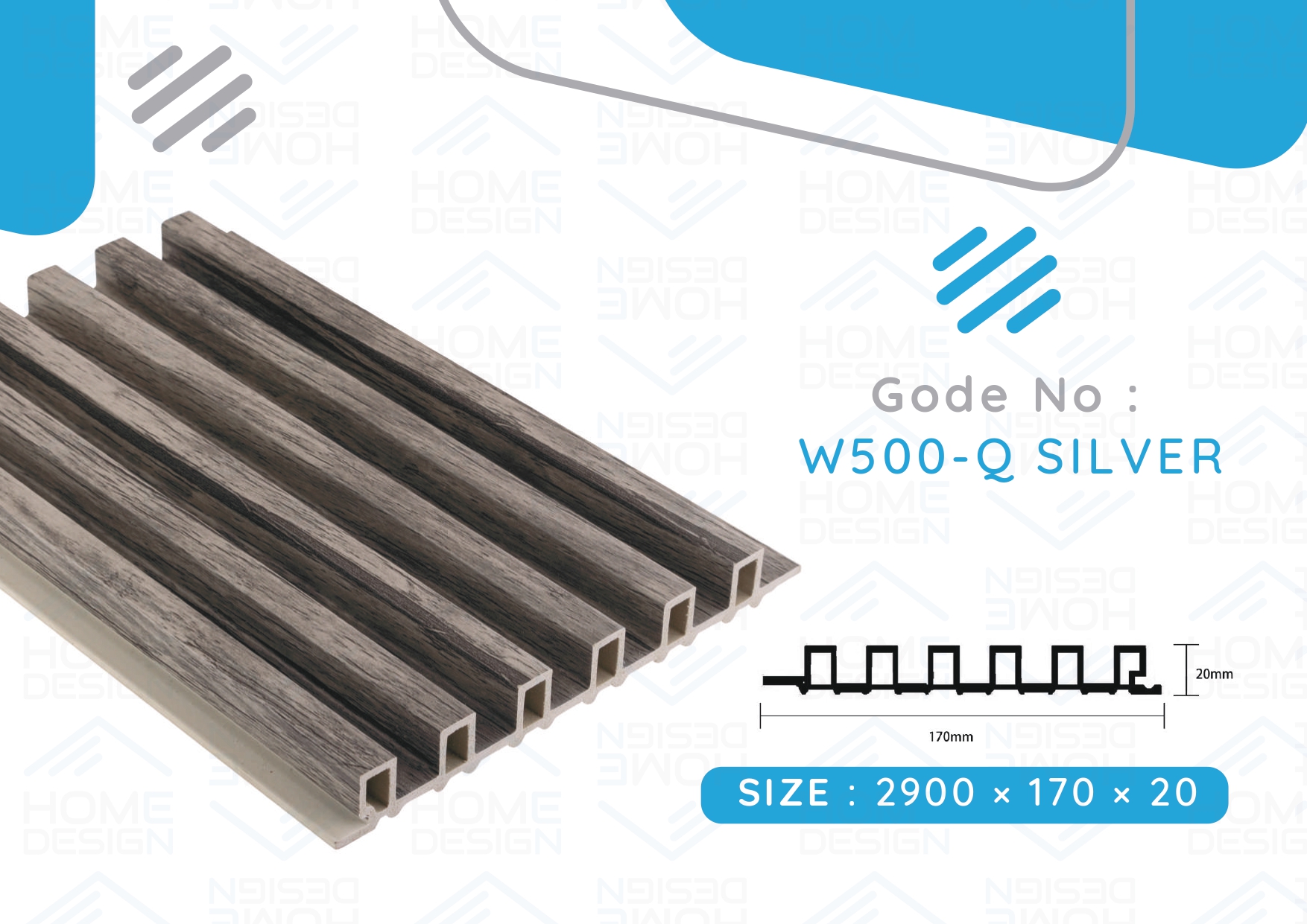 Alternative wood fluted panel 20cm, W500- Q SILVER